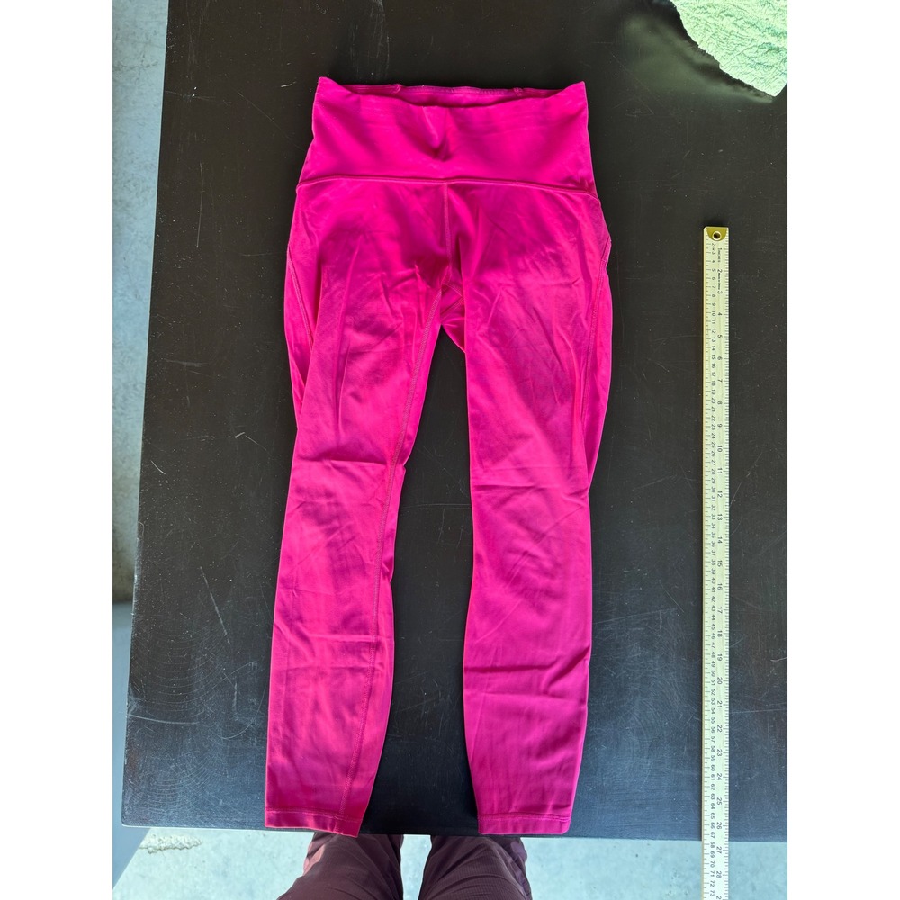 Lululemon High Rise Mesh Panel Leggings Pink Size 6 Yoga Running Tights